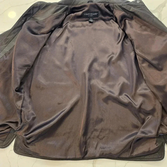 Vintage Centigrade Leather Button Down Shacket Shirt Jacket Brown Womens Size 1X - Picture 7 of 12